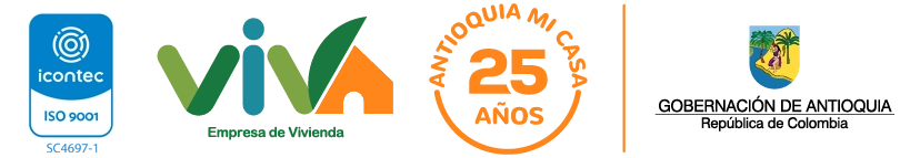 Logotipo de viva empresa de vivienda de Antioquia, viva mi casa y Gobernación de Antioquia