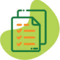 Icono fondo verde con documentos