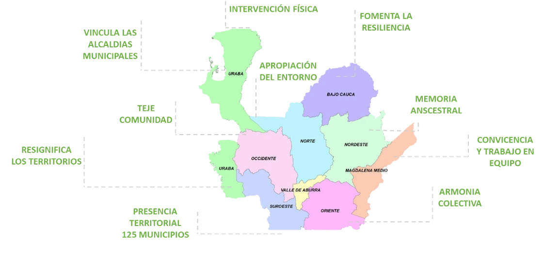 Imagen de viva mi casa donde podemos observar el mapa de tejido social mediante el color