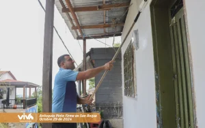 Fotos de viva mi casa donde podemos observar habitantes de San Roque pintando la fachada de su vivienda