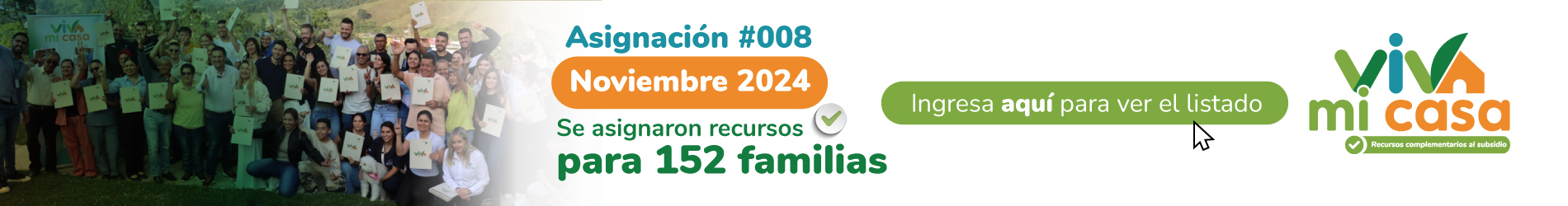 Foto viva mi casa con familias beneficiarias en la asignación de recursos