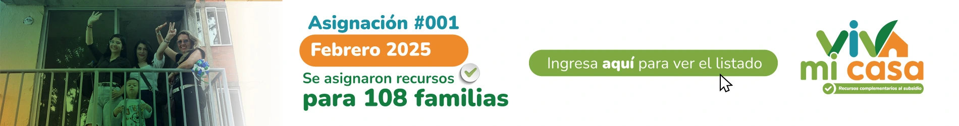 Foto viva mi casa con familias beneficiarias en la asignación de recursos